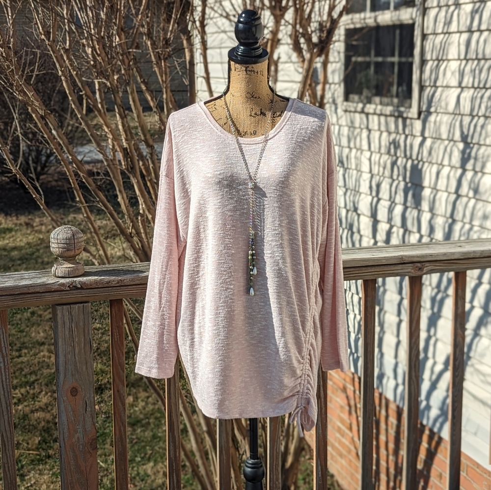 Heathered pink asymmetrical knit top